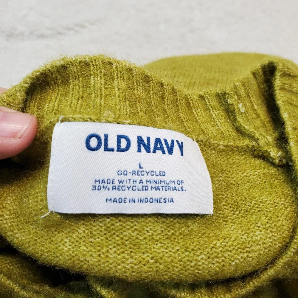Old Navy Green Bohemian Boho Preppy Wool Blend Oversized Sustainable Sweater L - Picture 6 of 7